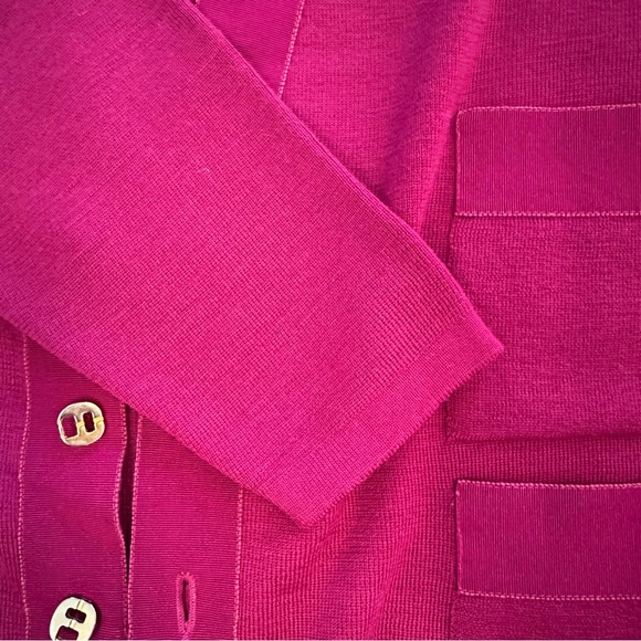 Vintage Salvatore Ferragamo Fuchsia Wool Cardigan Size Small - Picture 6 of 8